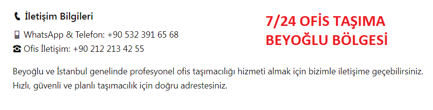 beyoğlu ofis nakliyat firması iletişim